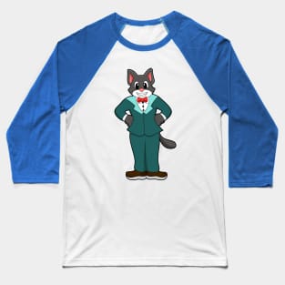 Cat as Groom with Suit & Ribbon Baseball T-Shirt